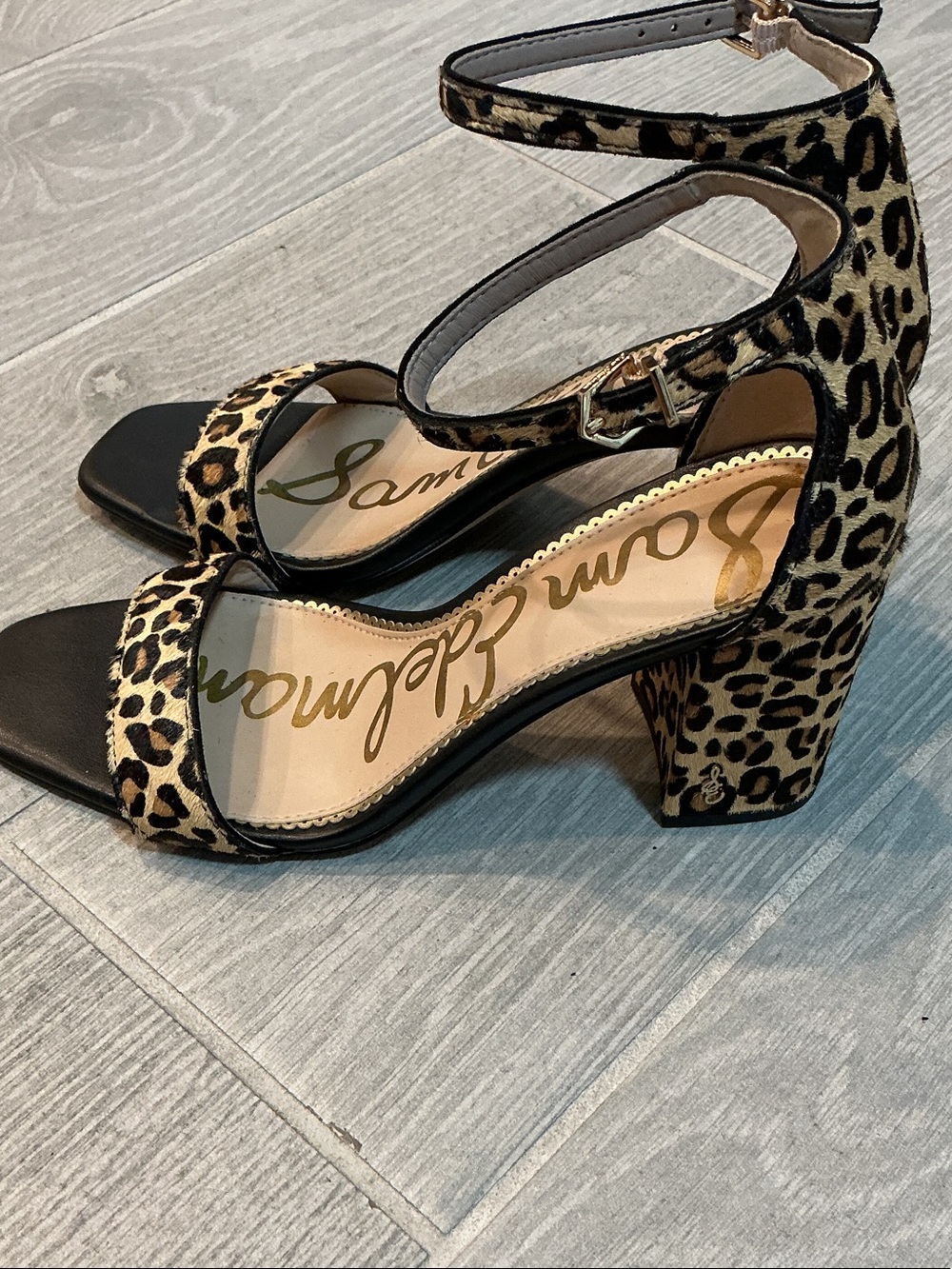Sam Edelman Daniella Leopard Print Ankle-Strap Block Heels Women’s Sz 8M - Picture 2 of 8